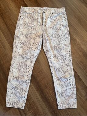 LOFT Neutral Snake-Print Skinny Jeans